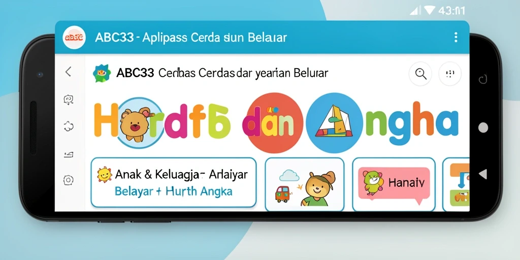 Tampilan antarmuka menarik untuk belajar huruf dan angka.