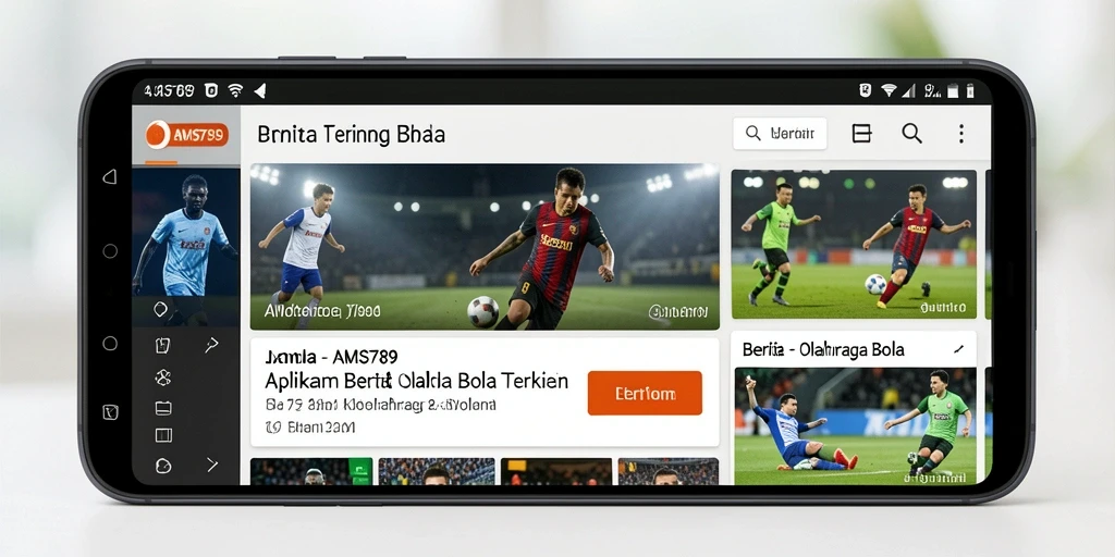 Antarmuka aplikasi yang menampilkan berita dan statistik olahraga bola.