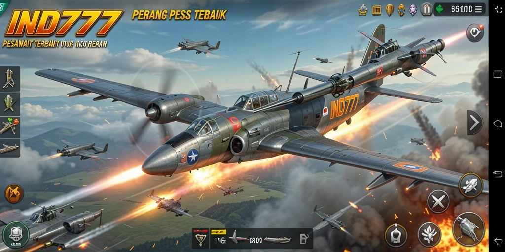 Tampilan antarmuka <strong>IND777</strong> yang dinamis dan menarik saat pertempuran pesawat.