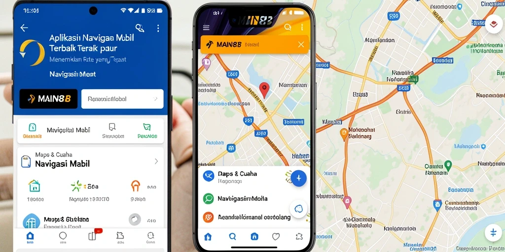 Antarmuka sederhana dan fungsional aplikasi navigasi mobil.