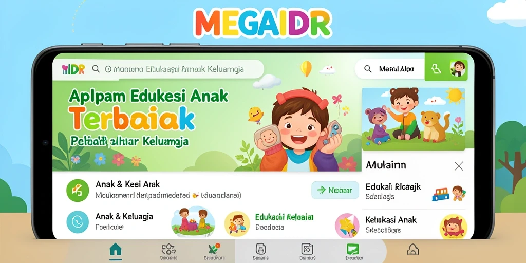 Tampilan antarmuka MEGAIDR yang ceria dan edukatif.