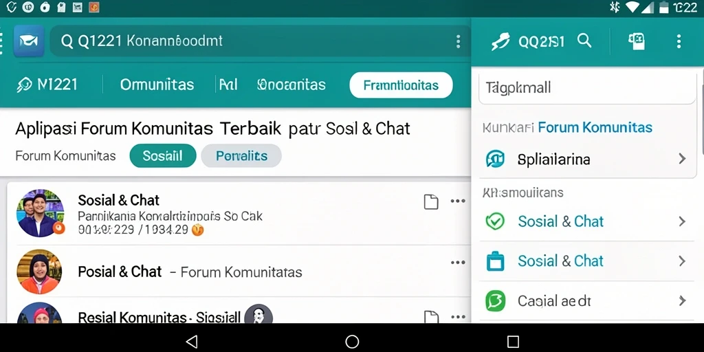 Antarmuka aplikasi QQ1221 untuk Forum Komunitas yang interaktif dan menarik.