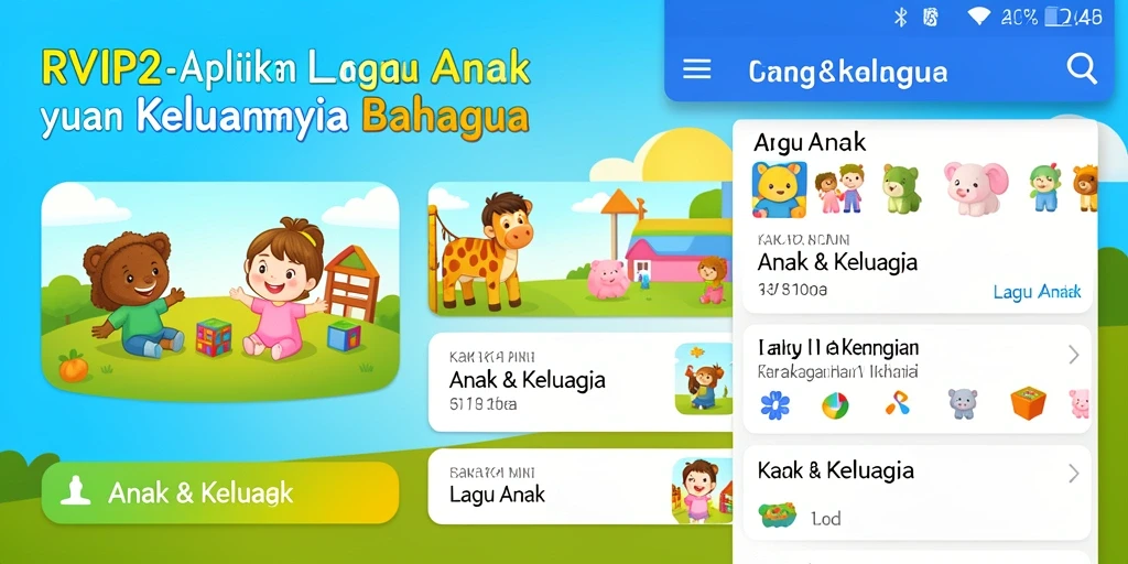 Antarmuka RVIP2 yang menarik dengan beragam pilihan lagu anak.
