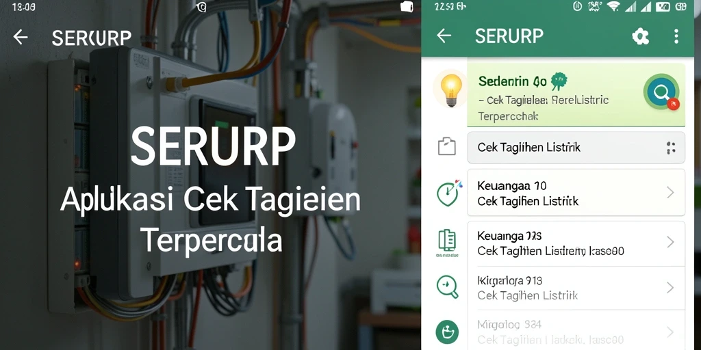 Screenshot aplikasi SERURP menunjukkan tampilan cek dan bayar tagihan listrik.