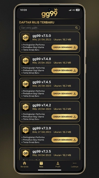 Riwayat Versi gg99 untuk Pengguna Android
